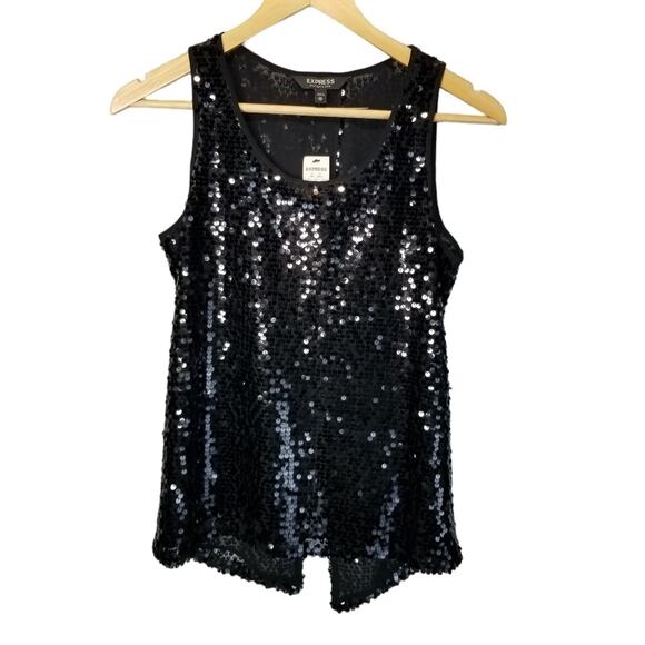 NWT Express Black Sequined Tank Top Size XS - Picture 9 of 9